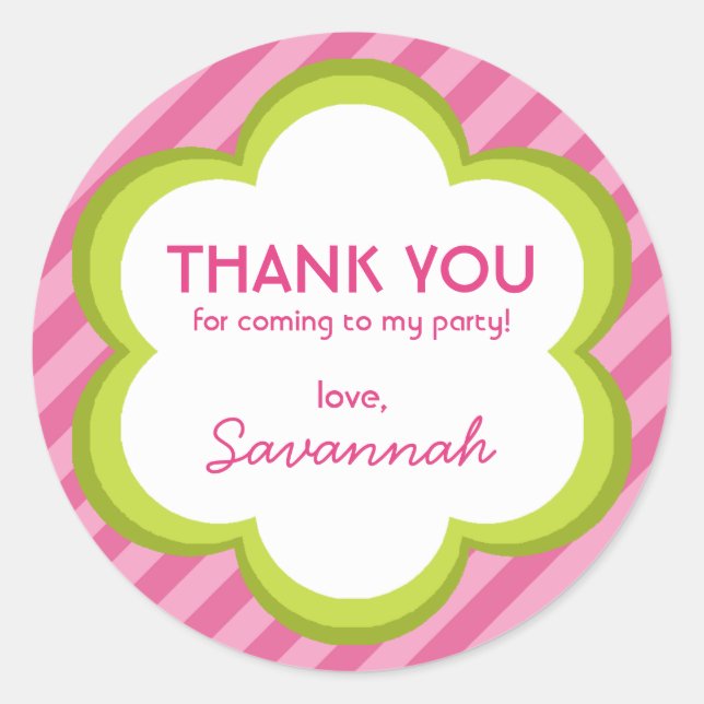 Redonda Flores y franjas Gracias Pegatina (Anverso)