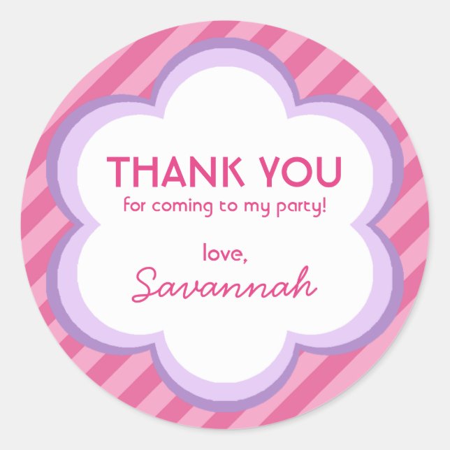 Redonda Flores y franjas Gracias Pegatina (Anverso)