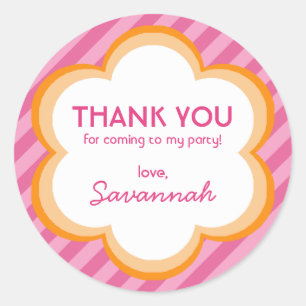 Redonda Flores y franjas Gracias Pegatina