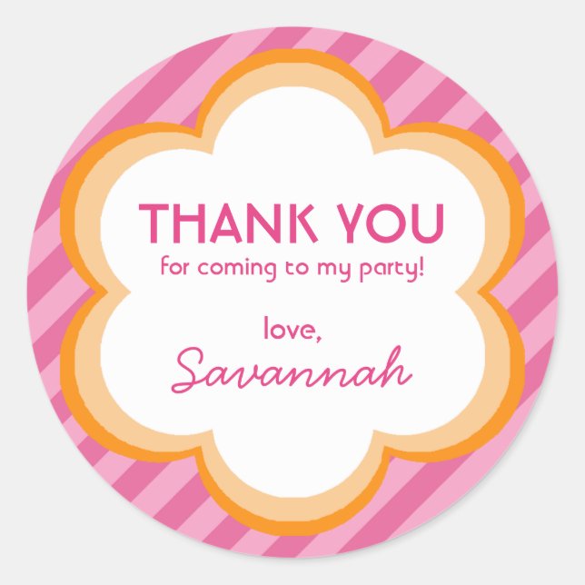 Redonda Flores y franjas Gracias Pegatina (Anverso)