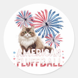Redonda Fluffball americano - Pegatina de gatos