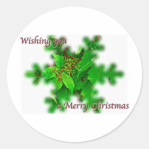 Redonda Foliage Merry Christmas Pegatina
