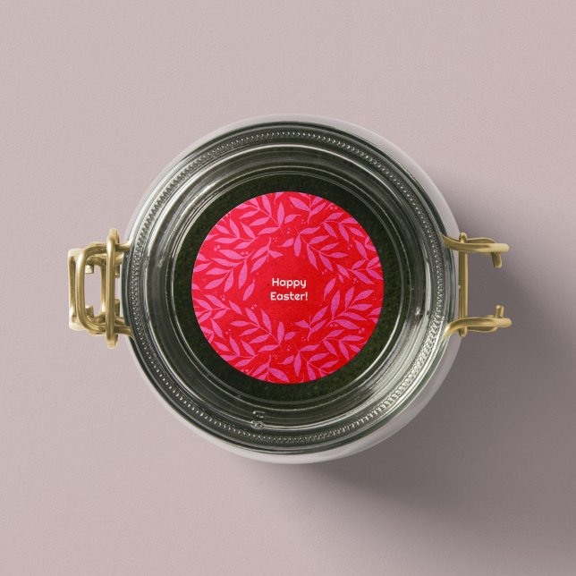 Redonda Folleto rosa y rojo Pegatina de Pascua (Subido por el creador)