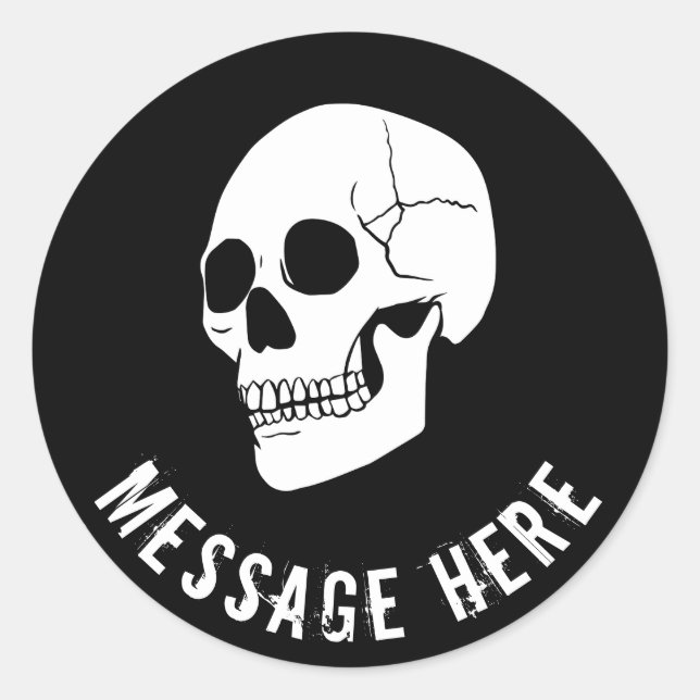 Redonda Fondo del Naranja del Pegatina del cráneo redondo  (Anverso)