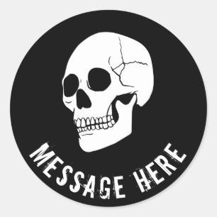 Redonda Fondo del Naranja del Pegatina del cráneo redondo 