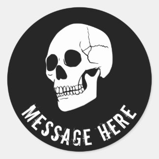 Redonda Fondo del Naranja del Pegatina del cráneo redondo 