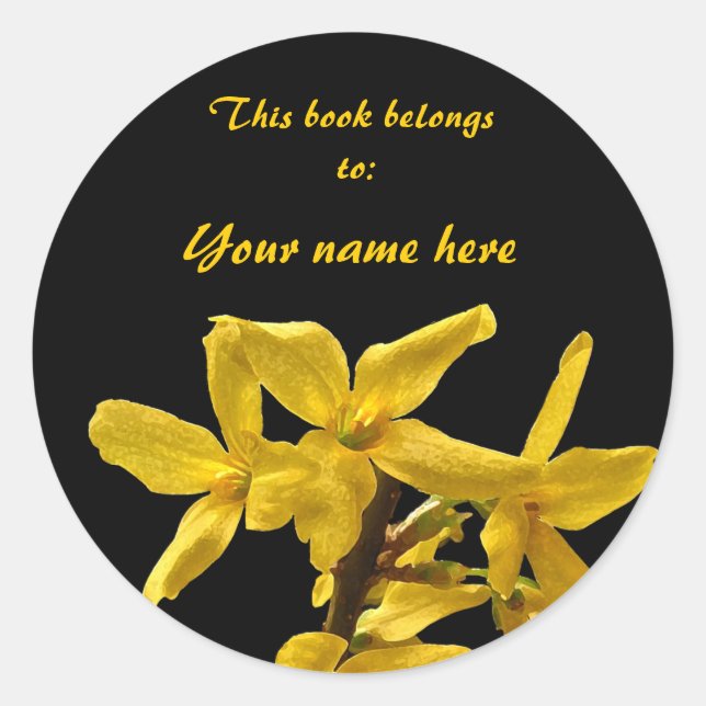 Redonda Forsythia Bookplate Pegatina (Anverso)
