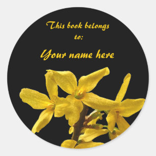 Redonda Forsythia Bookplate Pegatina