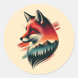 Redonda Fox de Espíritu Salvaje - Pegatina artístico inspi