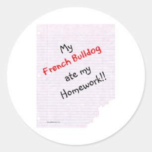 Redonda Frenchie Ate Mi Tarea - Pegatina