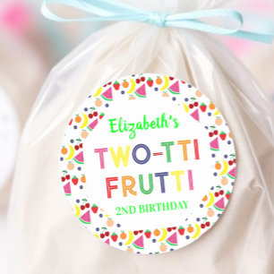 Redonda Fruta Two-tti Frutti Pegatina 2º Cumpleaños