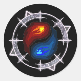Redonda ¡Fuego, hielo y arcano! Pegatina
