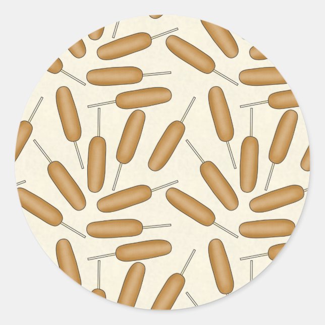 Redonda Fun Corndog fastfood Pattern pegatina (Anverso)
