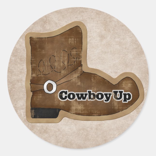 Redonda Fun Cowboy Boot Pegatina (Anverso)