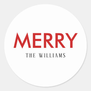 Redonda Fun Merry Personalizado Holiday Pegatina o etiquet