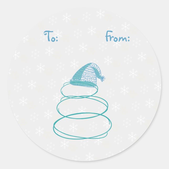 Redonda Funky Snowman Gift Tag Pegatina (Anverso)