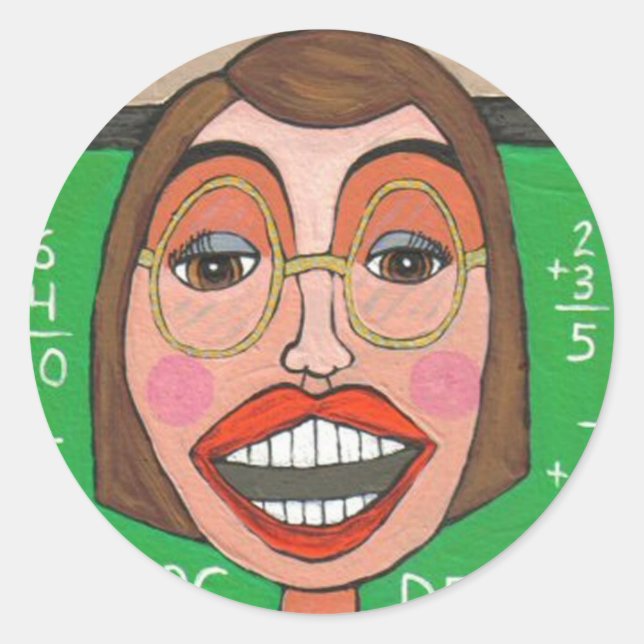 Redonda Funky Teacher - pegatina (Anverso)