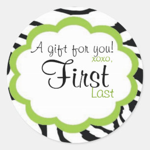 Redonda Funky Zebra Persaonalized Gift Pegatina