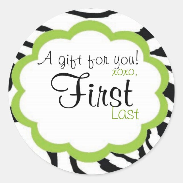 Redonda Funky Zebra Persaonalized Gift Pegatina (Anverso)