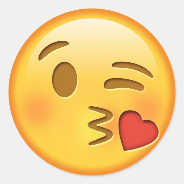 Redonda Funny emoji brillante pegatina redondo (Anverso)