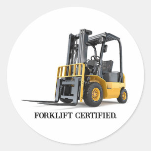 Redonda Funny Forklift Certified Pegatina