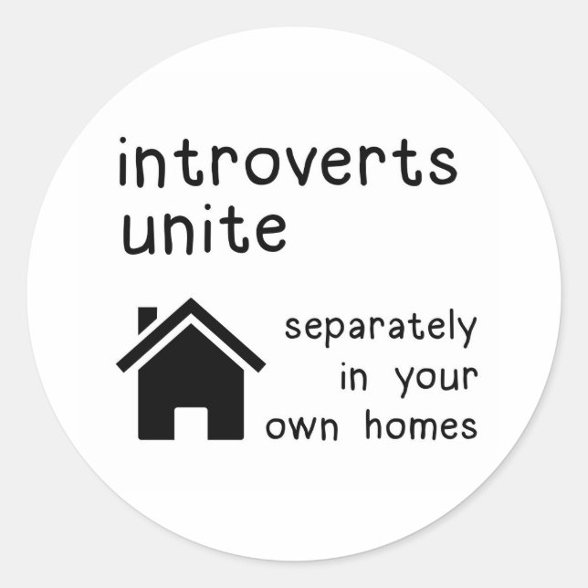 Redonda Funny Introverts Unite Pegatina (Anverso)
