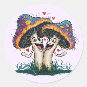 Redonda Funny Mushroom Pegatina Set