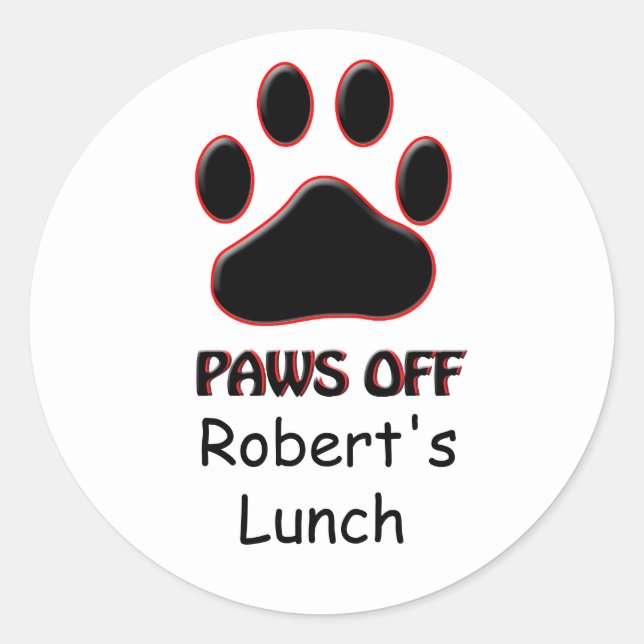 Redonda Funny Paws Off Lunch Bag Pegatina (Anverso)