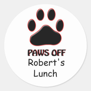 Redonda Funny Paws Off Lunch Bag Pegatina