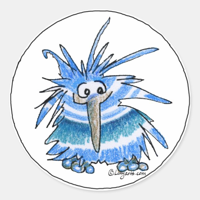 Redonda Funny Personalizado Kiwi Bird 5 Round Pegatina (Anverso)