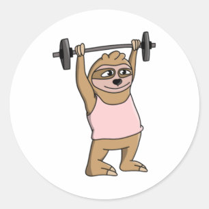Redonda Funny Workout Sloth Pegatina