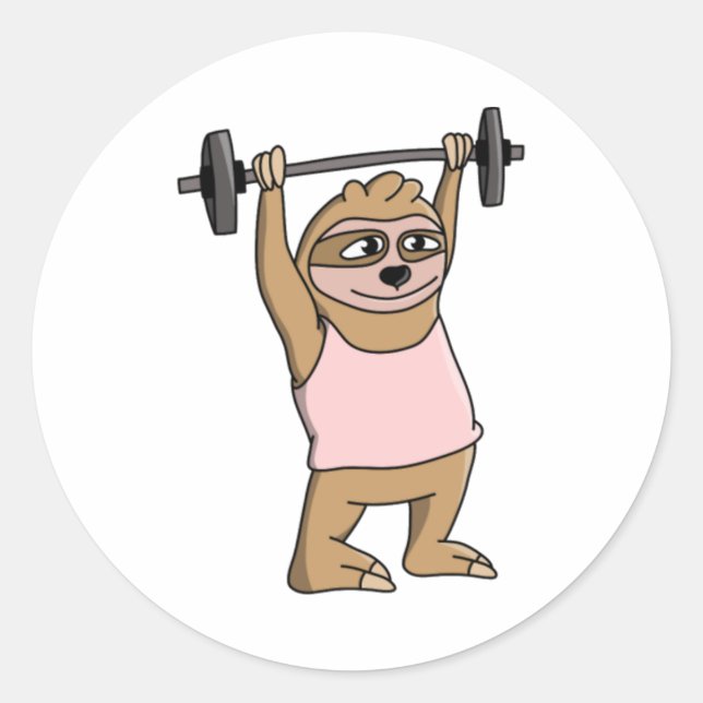 Redonda Funny Workout Sloth Pegatina (Anverso)