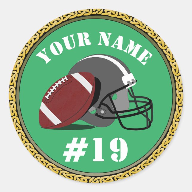 Redonda Fútbol pegatina - Añadir nombre y número (Anverso)
