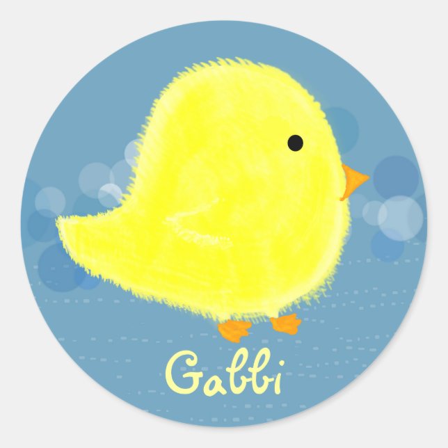 Redonda Gabbi Cute Baby Chick Pegatina (Anverso)