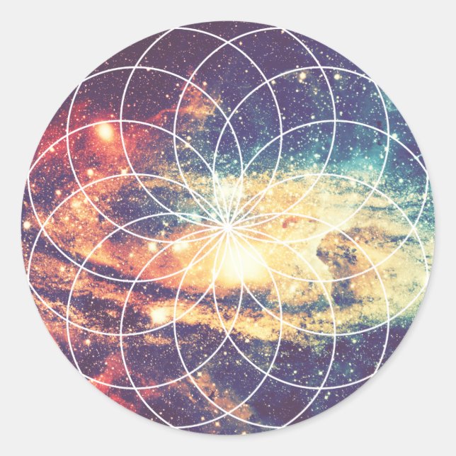 Redonda Galaxia geométrica #1 Pegatina (Anverso)