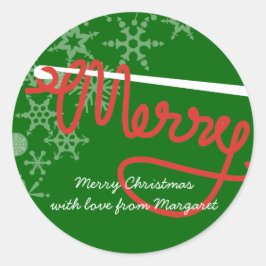 Redonda Ganado crochet Feliz Navidad pegatina de la etique