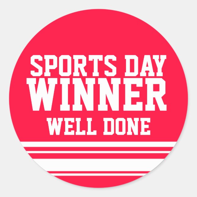 Redonda Ganador del Día del Deporte bien hecho pegatina ro (Anverso)