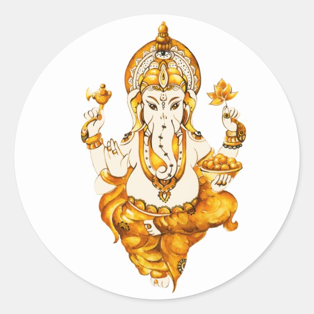 Redonda Ganesha Gold Pegatina (Anverso)