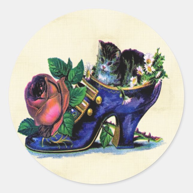 Redonda Gatito ventilado en el Pegatina de zapatos de Lady (Anverso)