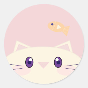 Redonda Gato de dibujos animados simple con pegatina redon