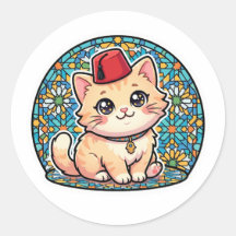 Gato marroquí Kawaii adorable con pegatina de Tarb