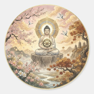 Redonda Gautam Buddh Arte de Meditación Pegatina - Dha Pac