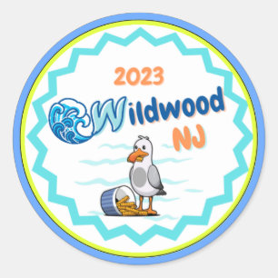 Redonda Gaviota pegatina Wildwood NJ 2023