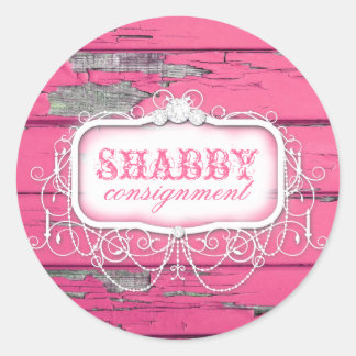 Redonda GC Shabby Vintage Pink Wood Pegatina