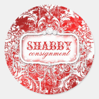 Redonda GC Shabby Vintage Red & White Pegatina