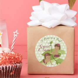 Redonda Gemelos Baby Shower o Pegatina del primer Fiesta d