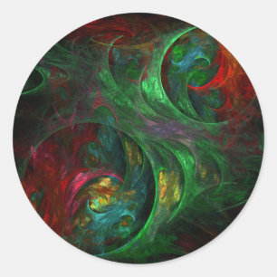Redonda Génesis Green Abstract Art Round Pegatina