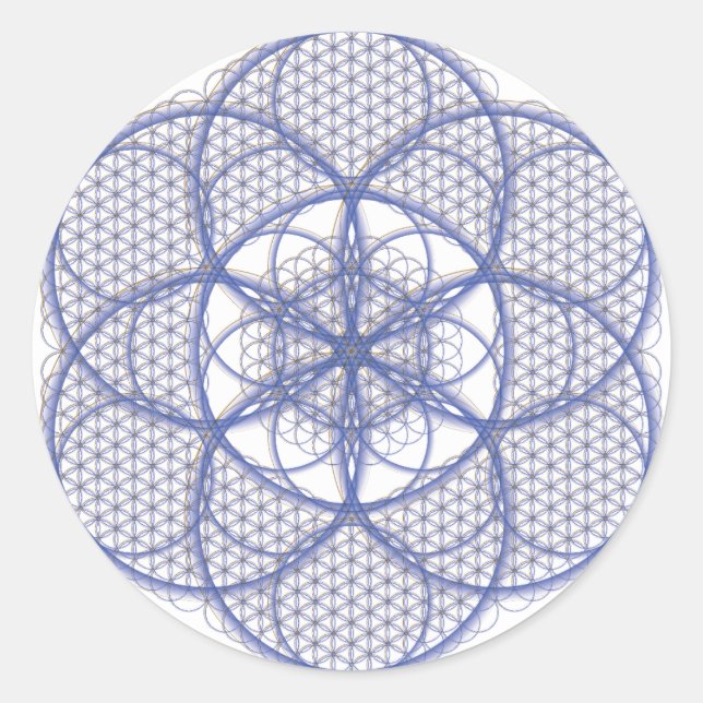 Redonda Geometría sagrada - Pegatina de flores de vida (Anverso)