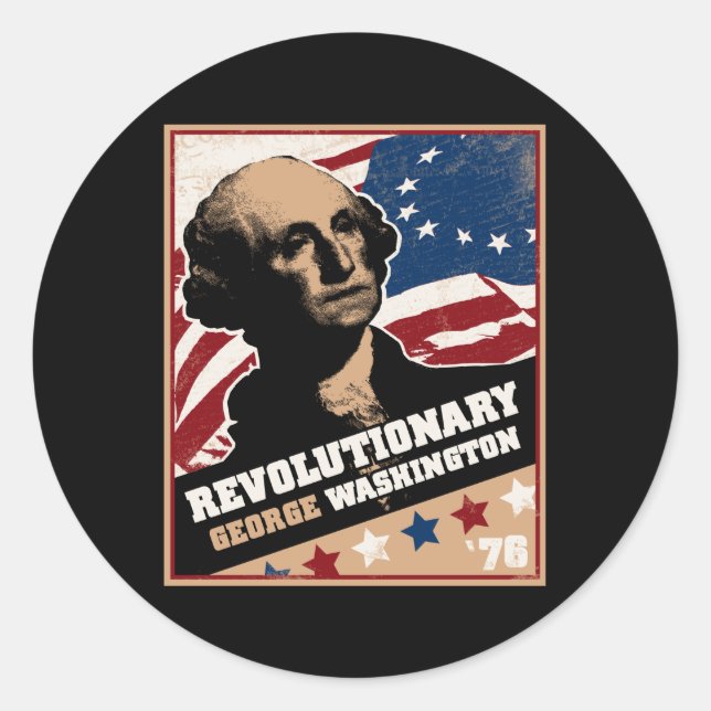 Redonda George Washington Pegatina Revolucionario (Anverso)