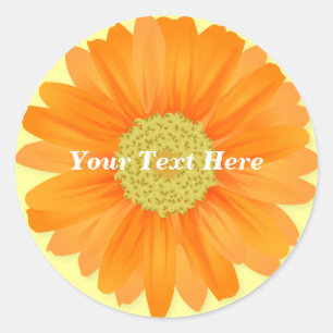 Redonda Gerbera Daisy Pegatina de Personalizable amarillo 